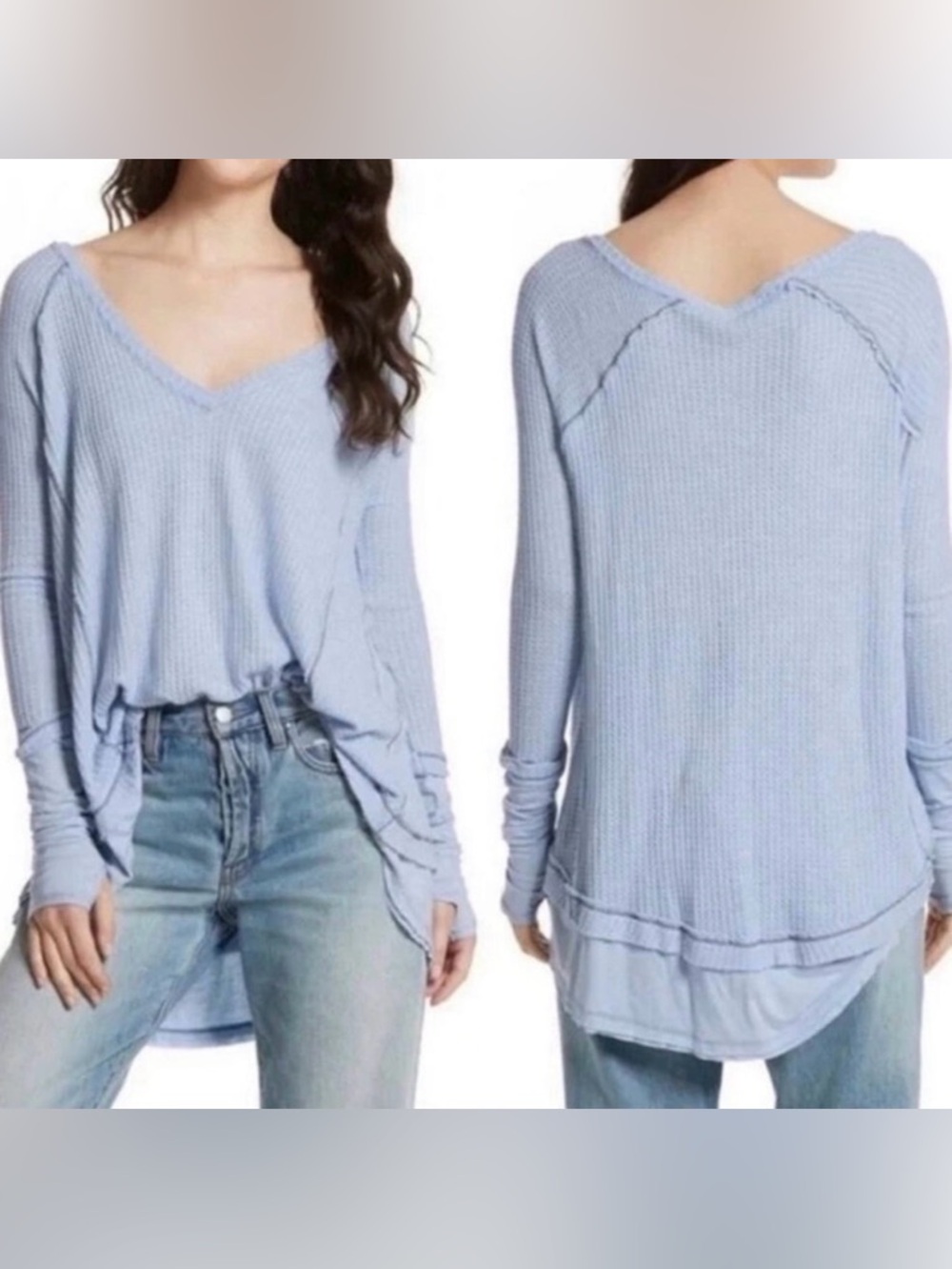 Free People Laguna Oversized Pullover Light Blue We The Free